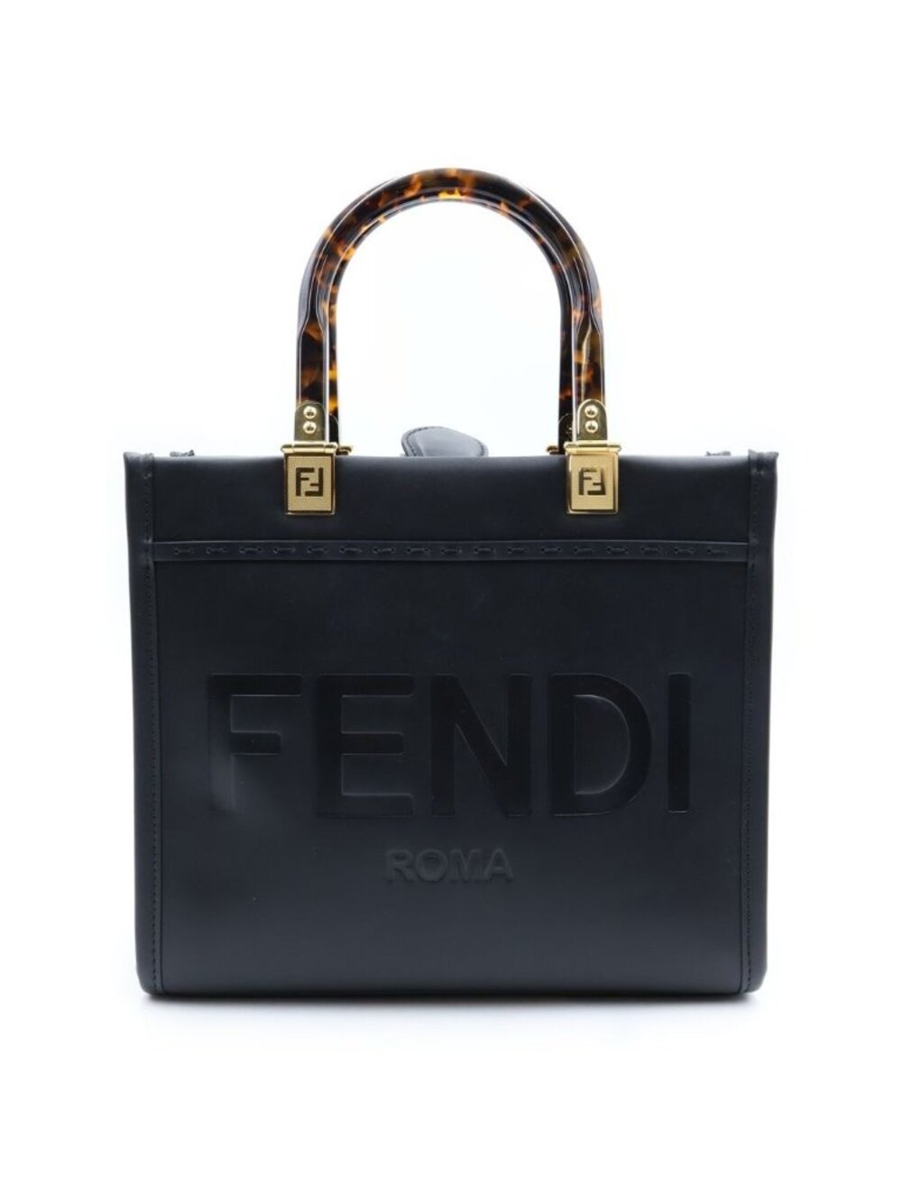 Fendi Sunshine Small 2-Way Shoulder Bag Black Leather